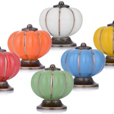 Ceramic Glazed Cabinet Knobs Pumpkin Shape Classy Decorative Door Knobs Cabinet Closet Drawers Dresser Pull Handle